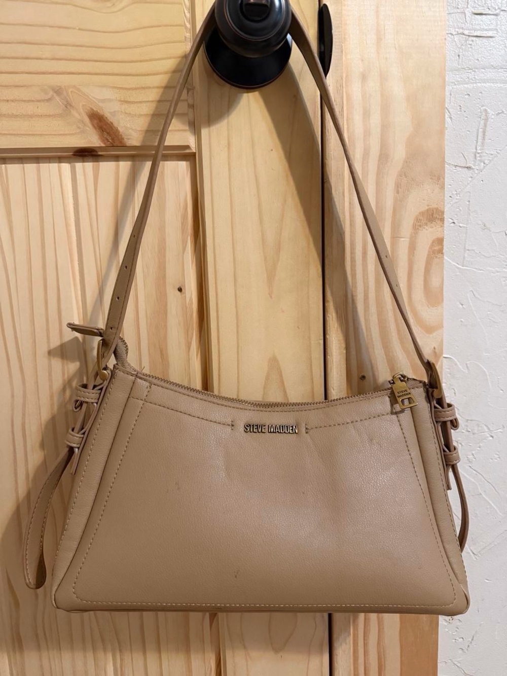 Steve Madden Taupe Leather Shoulder Bag